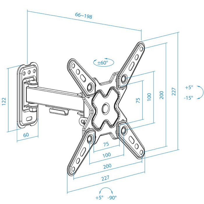 TOOQ Soporte de Pared para Pantallas 13-43 Pulgadas, Negro